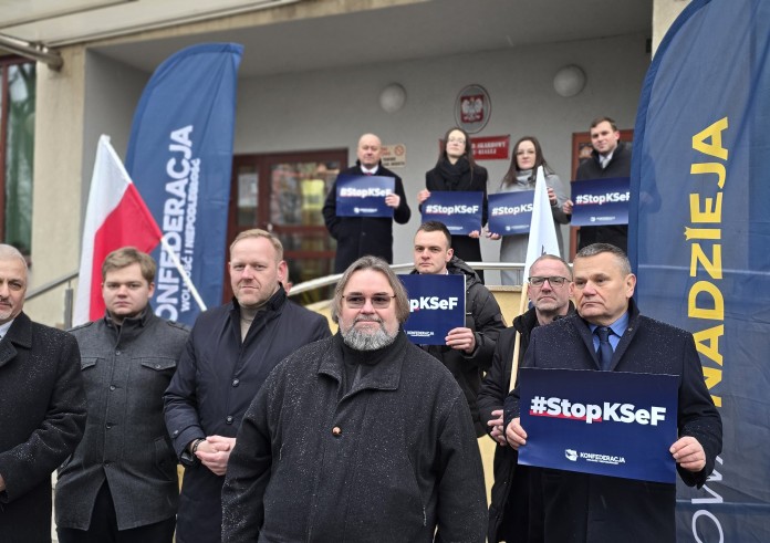 Protest Konfederacji przeciwko KSeF w Bielsku-Białej